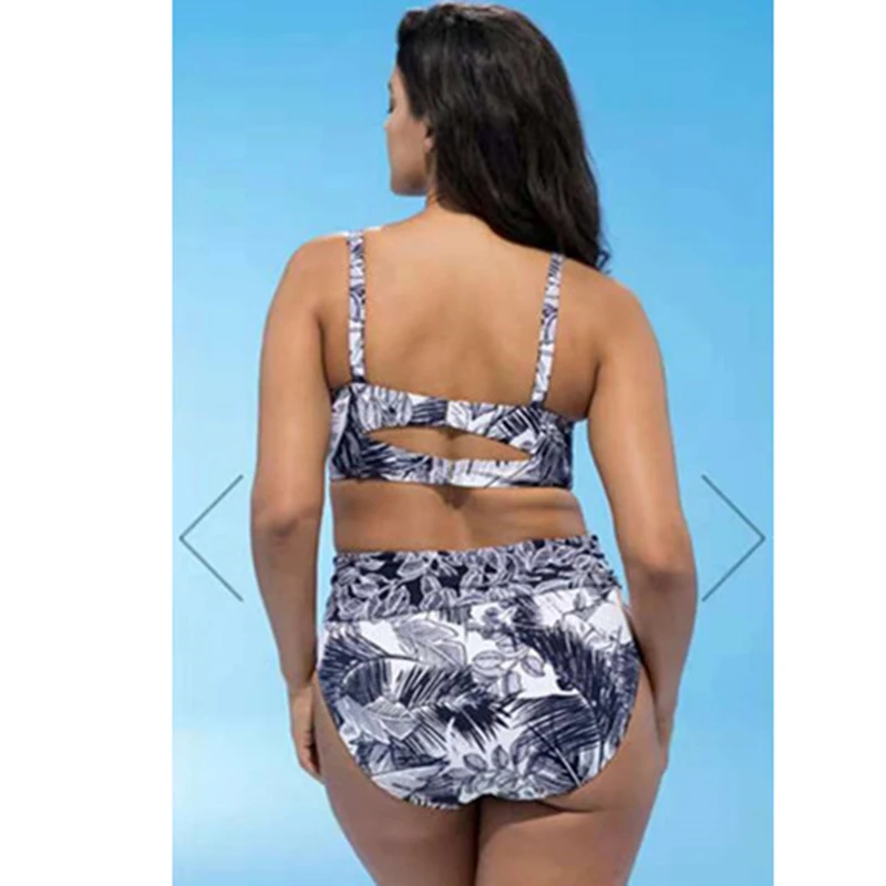 Бикини с принтом большого размера купальный костюм бикини пуш-ап для плавания