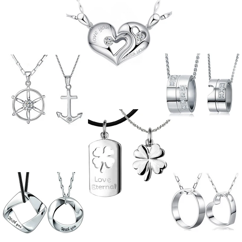 Модные посеребренные металлические подвески для влюбленных Глянцевые Подвески