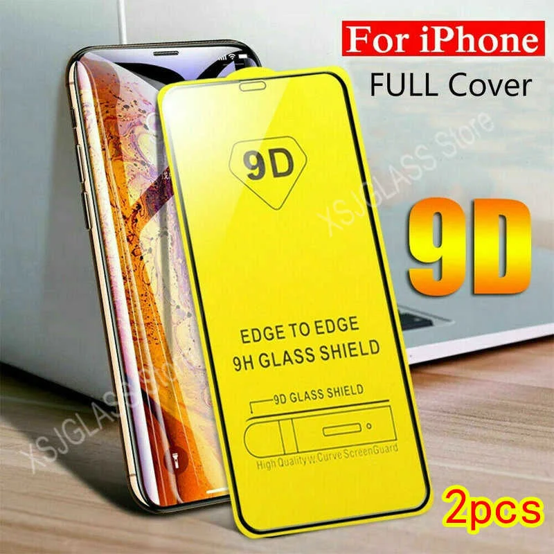 

9D 2 шт. закаленное стекло для iPhone 11 12 Mini Pro Max Защита экрана для iPhone X Xr Xs Max 6 s 7 8 Plus SE2020 полное покрытие стекло