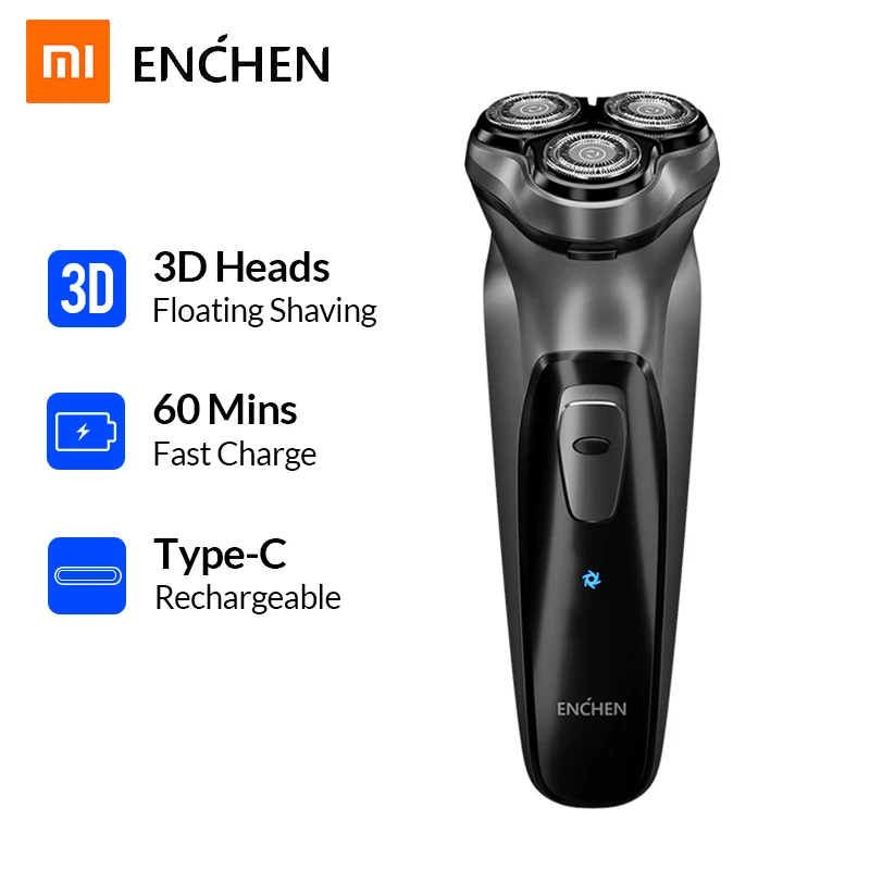 Xiaomi Enchen BlackStone 3D бритва для мужчин триммер для бороды моющийся type-C USB Перезаряжаемый смарт-контроль