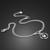 new cute mickey charm anklet for women 100 925 sterling silver bracelet on a leg fashion foot chian 27cm girl jewelry gift