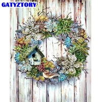 gatyztory 40x50cm frame picture by numbers kits for adults children garland on door landscape oil picture by number home decor