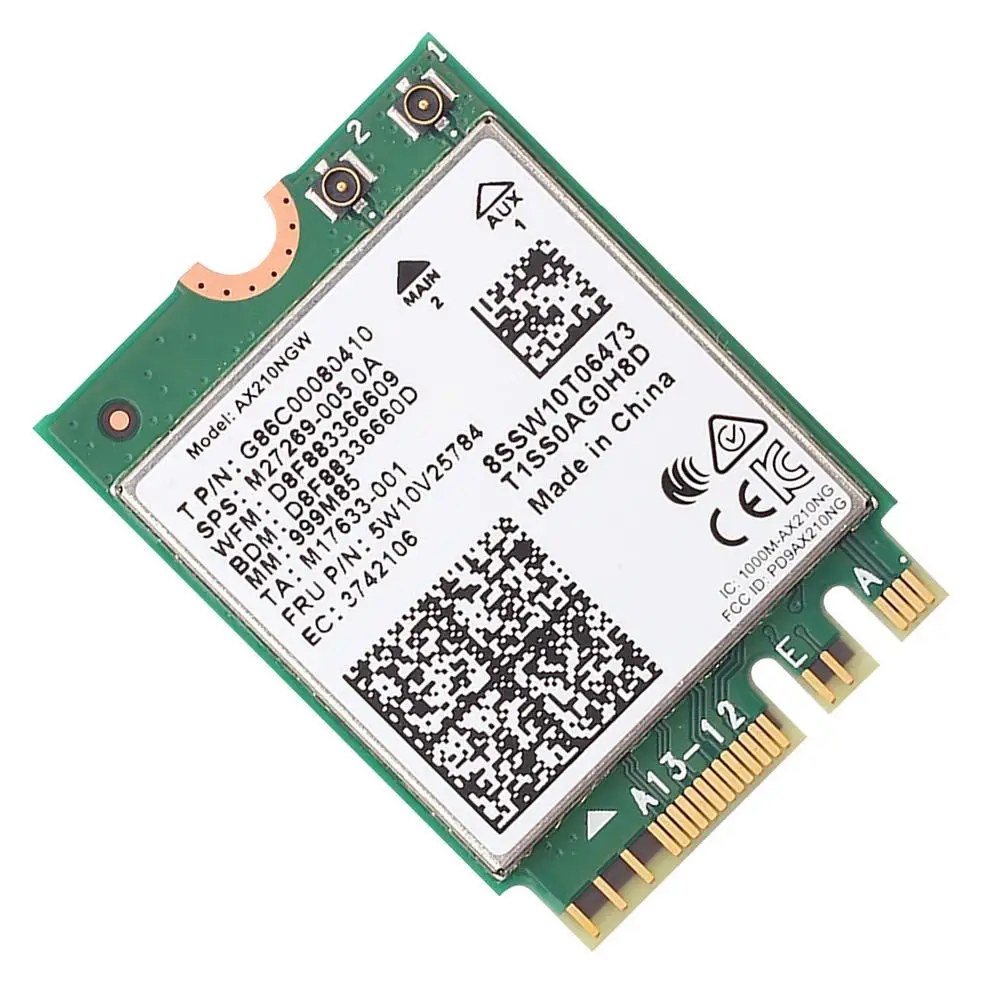 

Сетевая карта-двойной 2400 Мбит/с Wifi 6E Intels AX210 M.2 Wifi Беспроводная Карта BT 5,2 AX210NGW для Windows 10/11