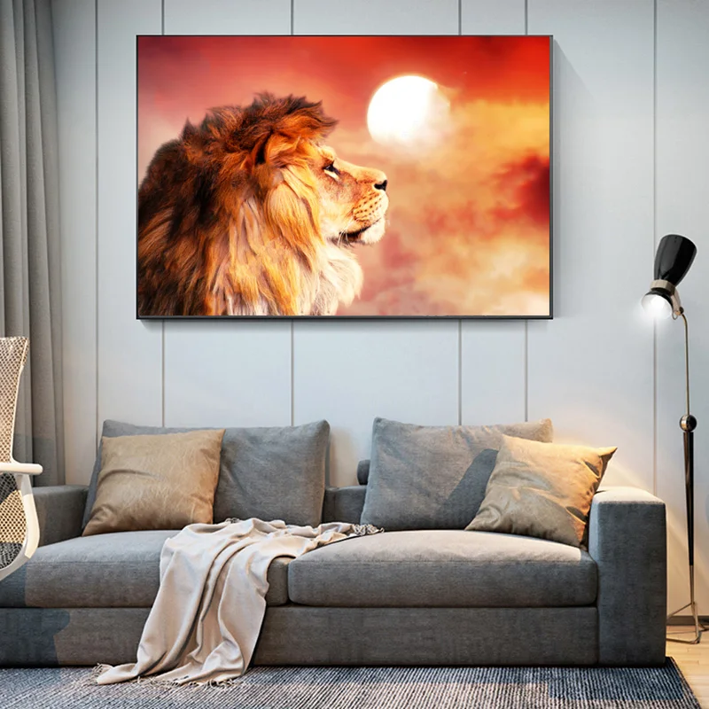 Африканский Лев картина животное Плакат стены искусства холст плакаты и принты