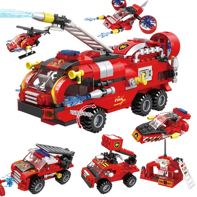 

Новые игрушки и хобби пожарная машина лодка вертолет грузовик корабль для строительных блоков городская пожарная станция машина