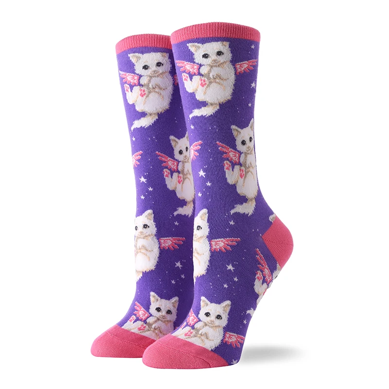 Высокие носки meia medias de mujer длинные calcetines divertido с животным принтом moda зима осень happy sheer Новинка Хлопок Женские - Цвет: 5