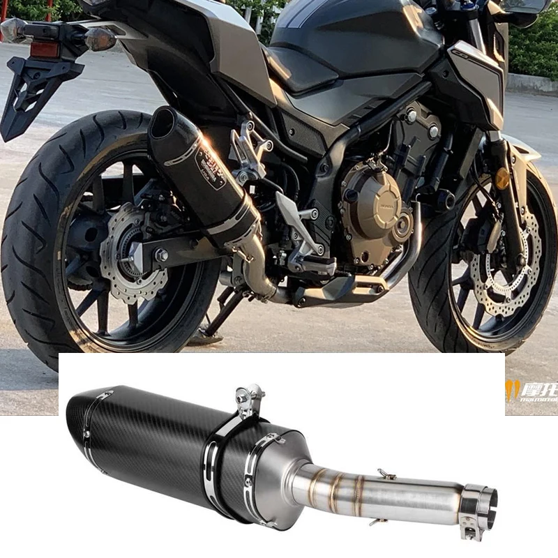 CBR500 Motorcycle Yoshimura Exhaust pipe Carbon fiber Muffler Mid link Pipe escape moto slip on For Honda CBR500R CB500X CB500F