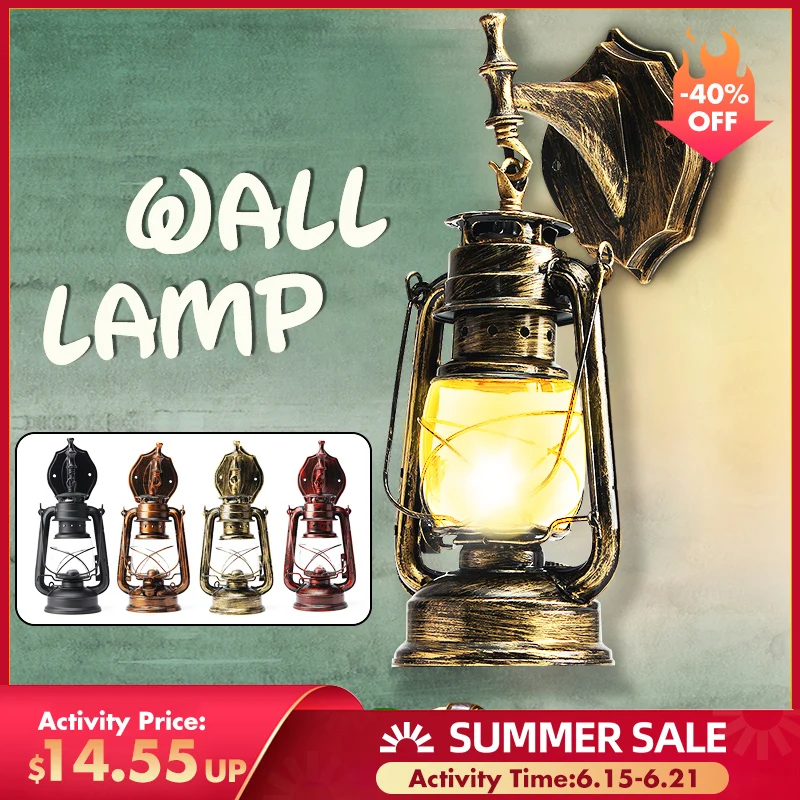 

Retro Wall Light E27 Vintage Kerosene Pendant Lamp 4 Colors Hanging Lamp for Home/Bedroom/Living room Industrial Pendant Lights