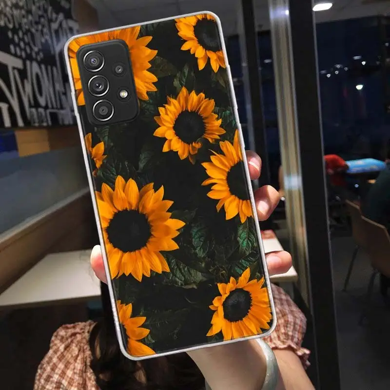 Beautiful yellow sunflower Phone Case For Samsung S22 Plus S21 Ultra S20 FE S10 Lite Galaxy S9 S8 S7 Edge F62 F52 Cover Pattern | Мобильные