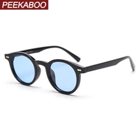 peekaboo female sunglasses men polarized summer round sun glasses retro woman uv400 color lens blue green yellow korean style