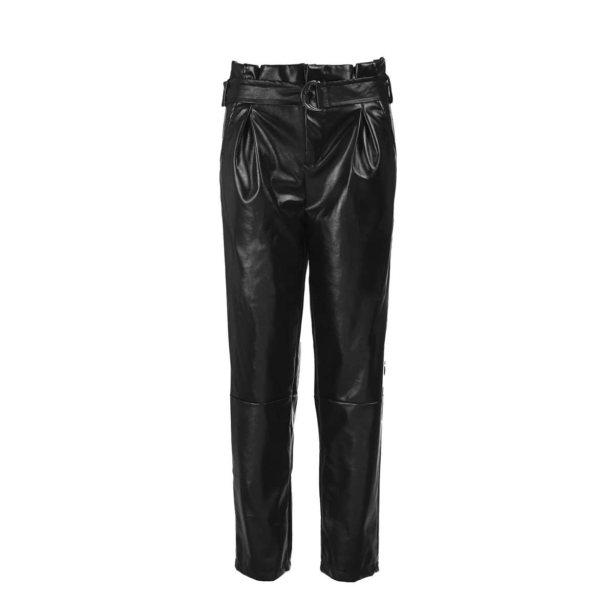 Осенне-зимние модные женские кожаные брюки с высокой талией Стрейчевые