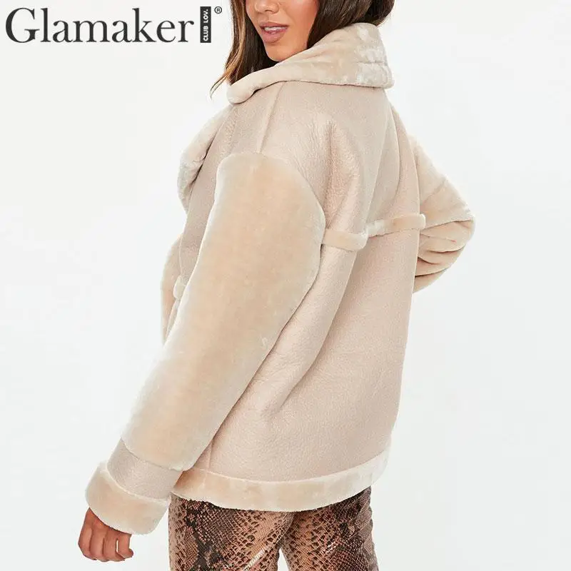 Glamaker/пальто из искусственного меха овечья кожа женская верхняя одежда удобная