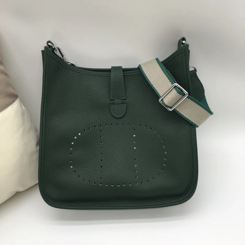 

Camel 27cm Leather diagonal bag Eveline large wide shoulder strap leather shoulder bag fashion new H original lychee pattern