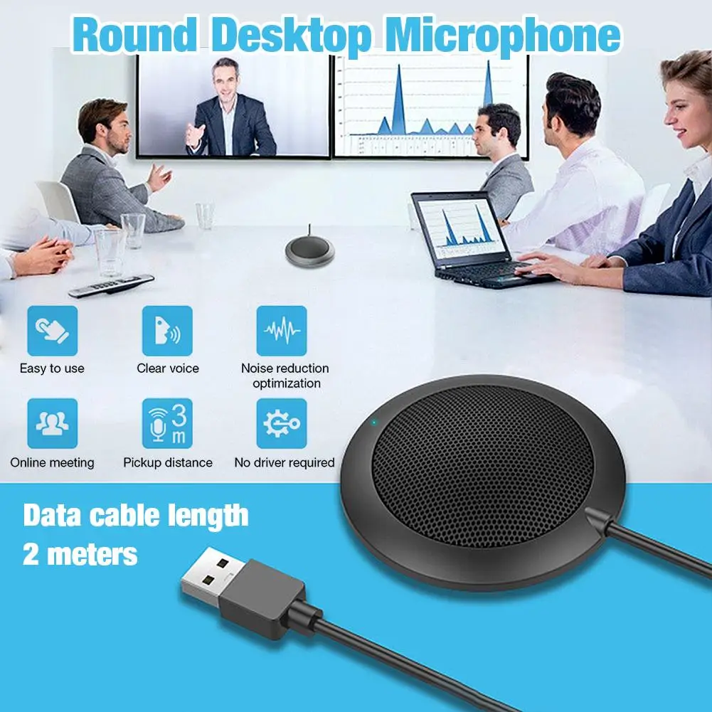 

2020 Noise Reduction USB Microphone Round Microphone Plug & Play For Office Home Desktop Microphone for Online Voice Chatting