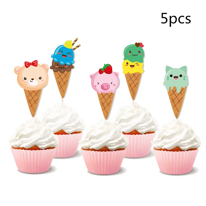 5pcs topper Пончик тематические праздничные бумажные соломинки 10 шт. чай время пончики десерт для маленьких детей события День Рождения украшения питьевой соломы поставки - Цвет: 5pcs topper