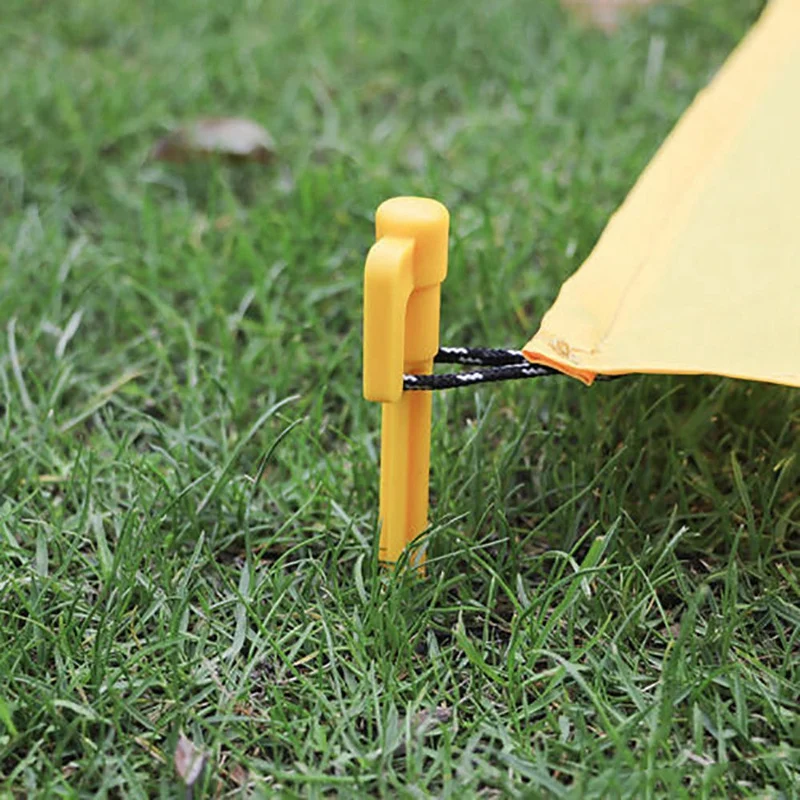 10Pcs Camping Tools Plastic Tent Pegs Nails Sand Ground Stakes Outdoor Awning Yellow Accessories | Спорт и развлечения