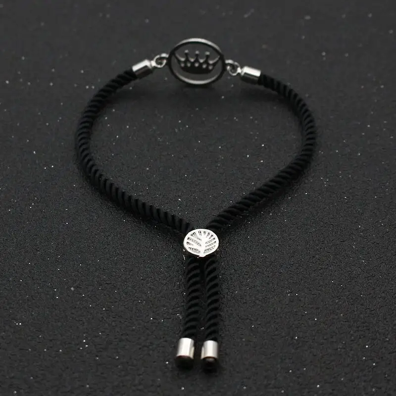 Cute Bear Stainless Steel Crown Couples Bracelet Charm Simple Adjustable Lucky Thread Rope Bracelets & Bangles Men Women Jewelry |