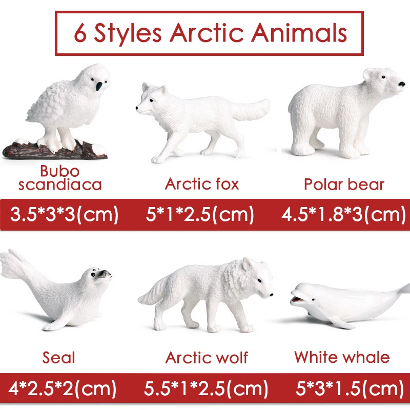 Экшн фигурки и игрушки мини арктические животные 6 шт./компл. ПВХ Белый кит