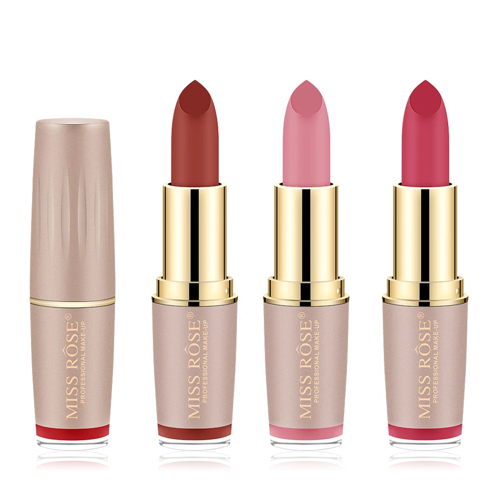 Gold Tube Lipstick Lips Cosmetics Moisturizer Easy to Wear Pigments Waterproof Velvet Matte Batom Lip Sticks Makeup |