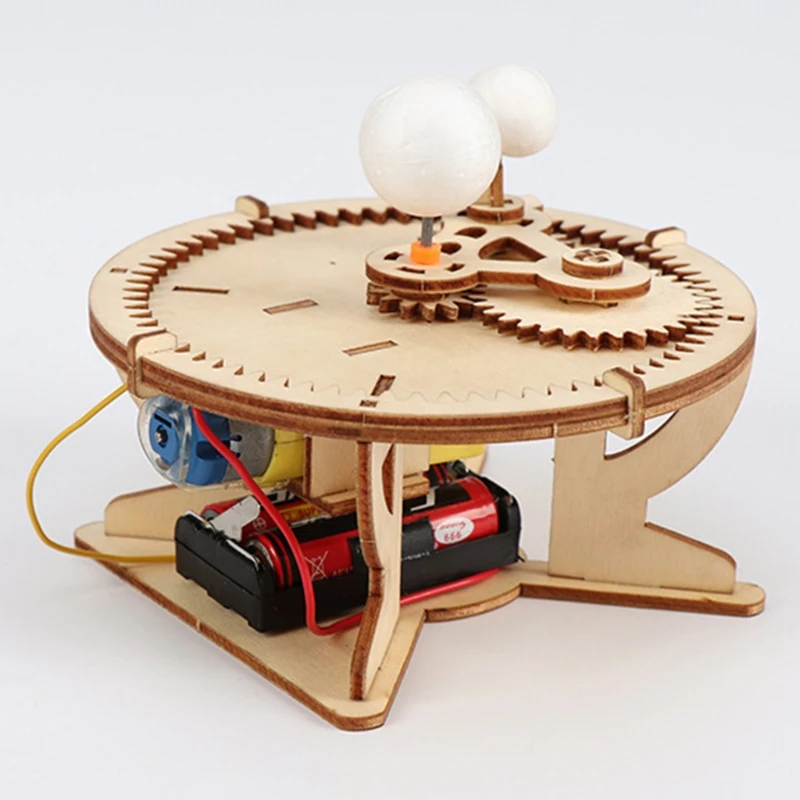 

Wooden Electric Space Instrument Assembled Model DIY Kids Assembling Toy Science Experiment Kit Educational Gift