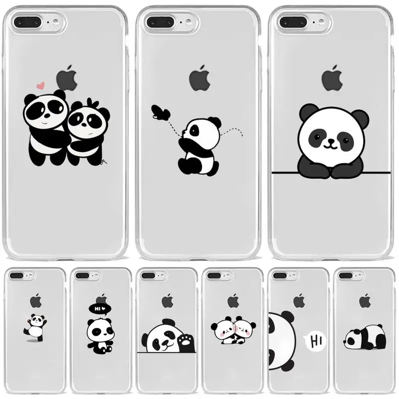 Чехол для телефона с изображением панды кота динозавра прозрачный мягкий чехол