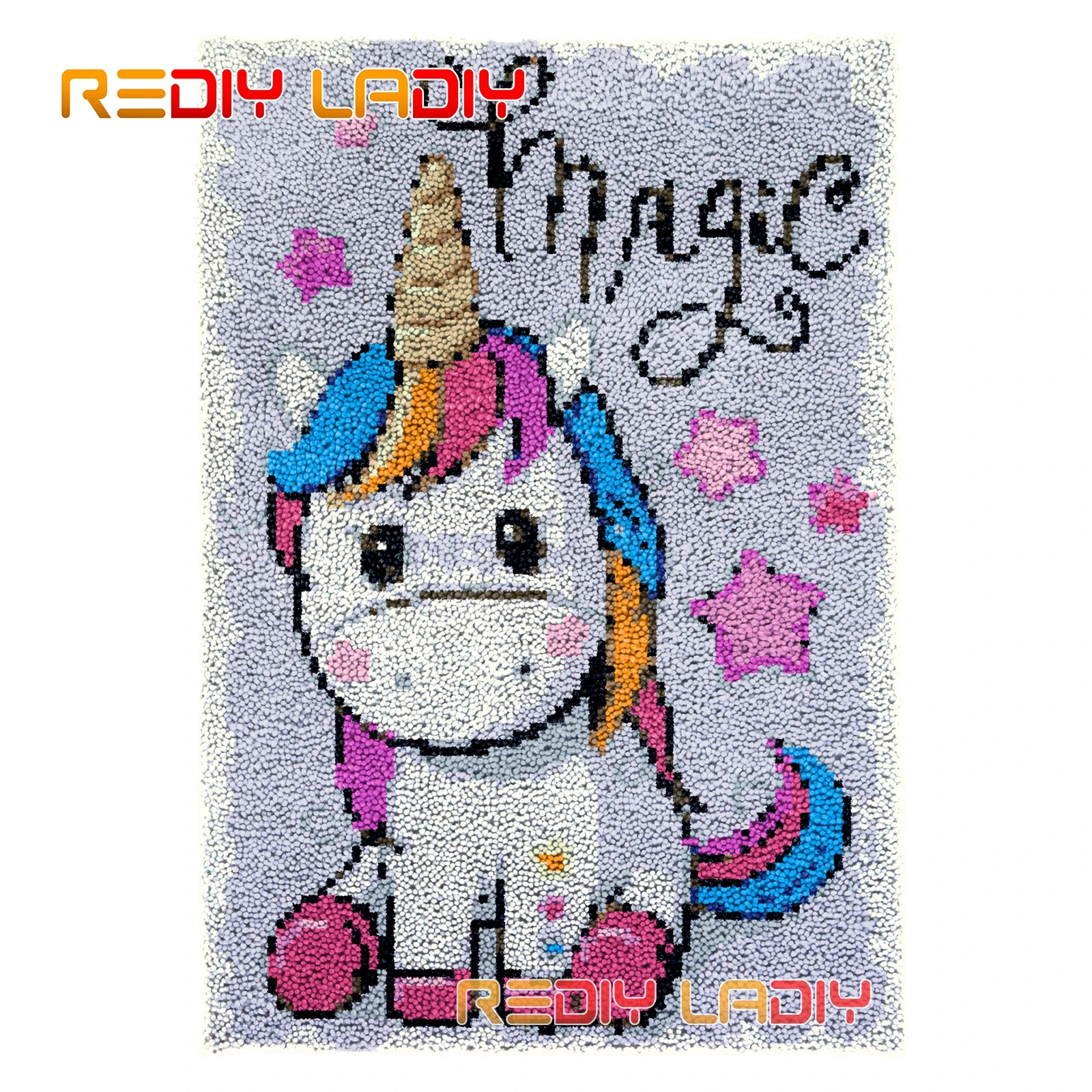 

Набор ковровых покрытий «сделай сам», магический единорог, сиденье, подушка, защелка, крючок, ковер, толстая пряжа, вязание крючком, гобелен, ...