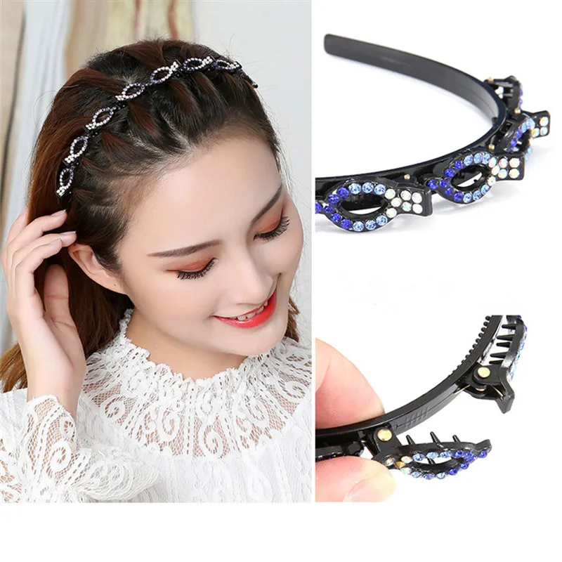 

Fashion Double Layer Bands Clip Hairbands Plastic Braided Headband Punk Knitting Womens Headwear Hair Accessories