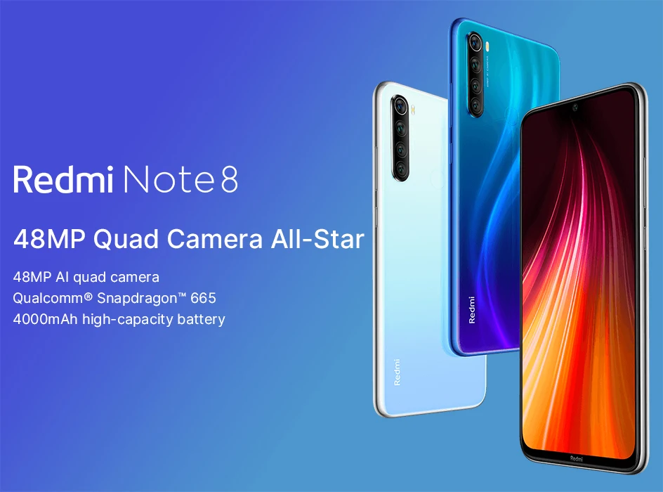 Xiaomi Redmi Note 8 с глобальной версией, 4 ГБ, 64 ГБ, Смартфон Snapdragon 665, мобильный телефон, 48мп камера, 4000 мАч, 6,3 дюйма, 18 Вт, быстрая зарядка
