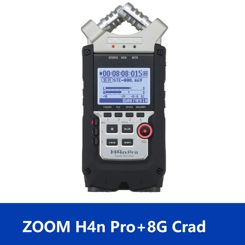 Горячая новинка ZOOM H4n PRO профессиональный ручной цифровой рекордер четырехтрековый портативный рекордер H4Npro записывающая ручка - Цвет: H4n pro and 8G crad