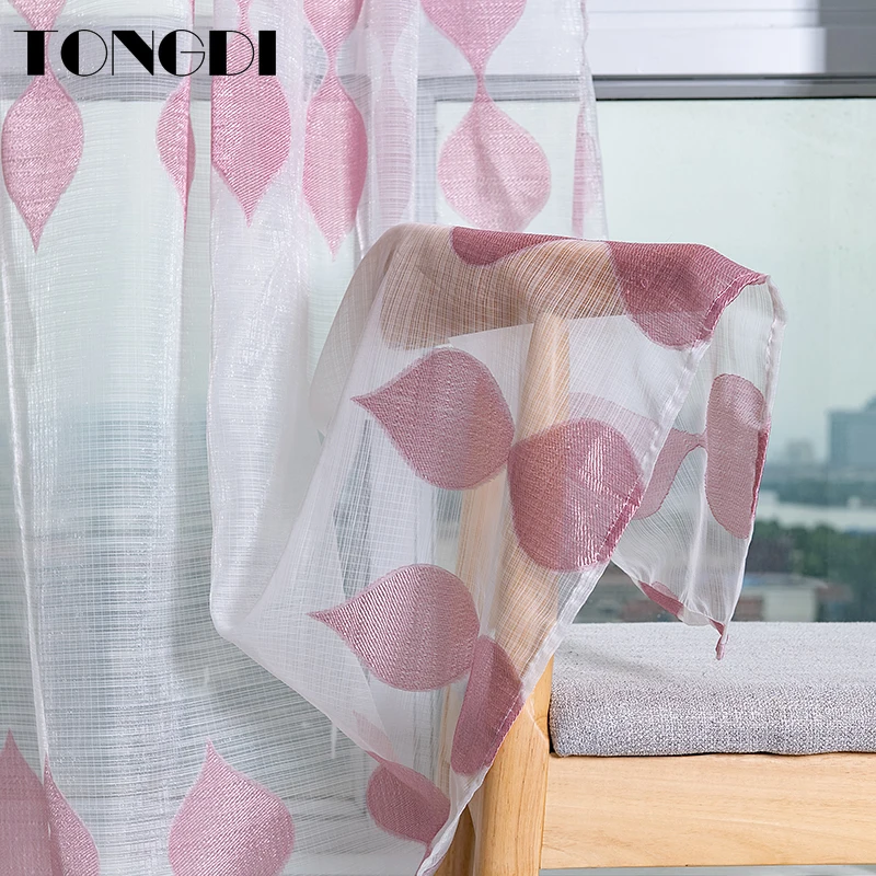 Белая Тюлевая занавеска TONGDI с принтом элегантные цветочные занавески прозрачные