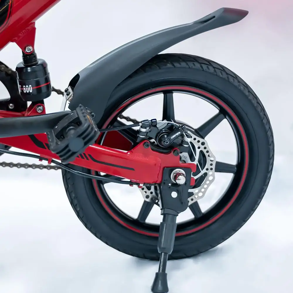 Электрический скутер 48 В двухколесный велосипед 14 дюймов 400 Вт красный/черный