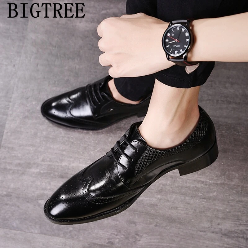 Роскошные туфли Броги мужские классические деловые офисные Свадебные модные