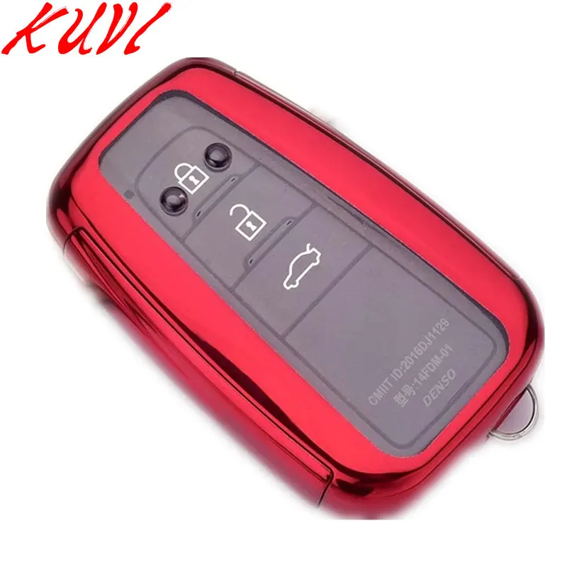 red Мягкий чехол для ключей автомобиля из ТПУ, брелок для Toyota Camry Corolla C-HR CHR Prado, защита для ключей, автомобильный стиль - Название цвета: red