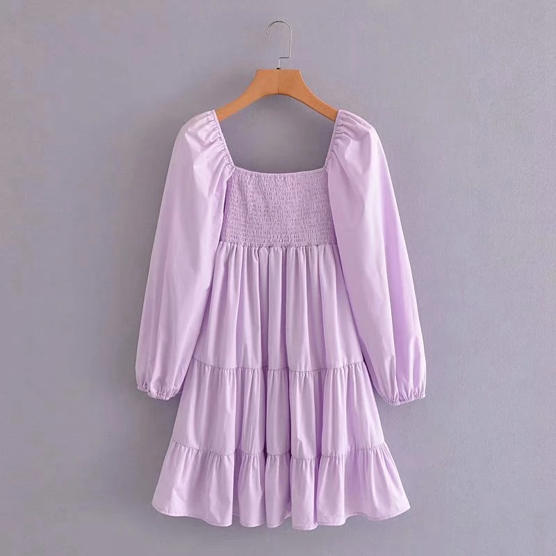 

Платье-трапеция женское, с квадратным вырезом и длинным рукавом, плиссированное, винтажное