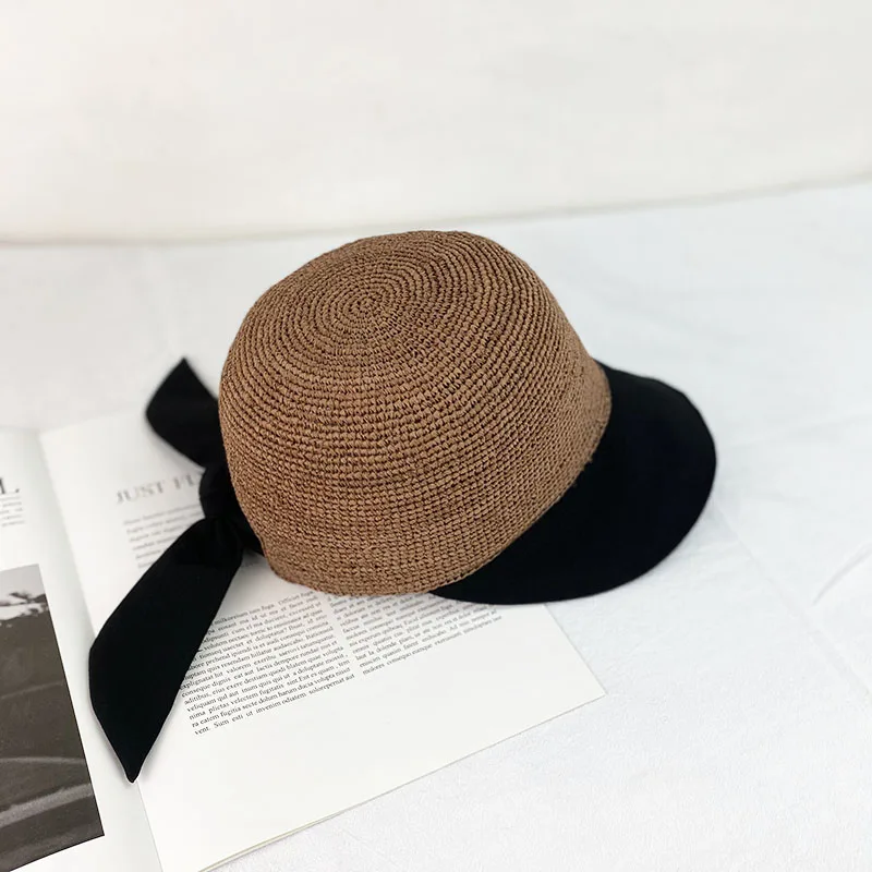 

New Brand Women Baseball Caps Handmade Knitting Crochet Peaked Cap Female Equestrian Hat Summer Sun Hat Adjustable Ponytail Hat