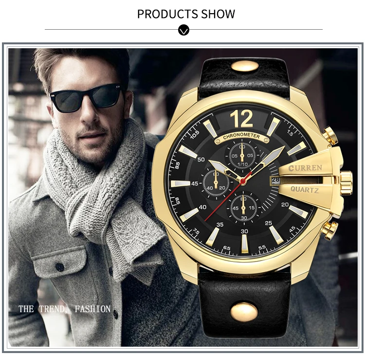

CURREN Men Watch Men Quartz Wristwatches Male Clock Top Brand Luxury Reloj Hombres Leather Wrist Watches with Calendar 8176
