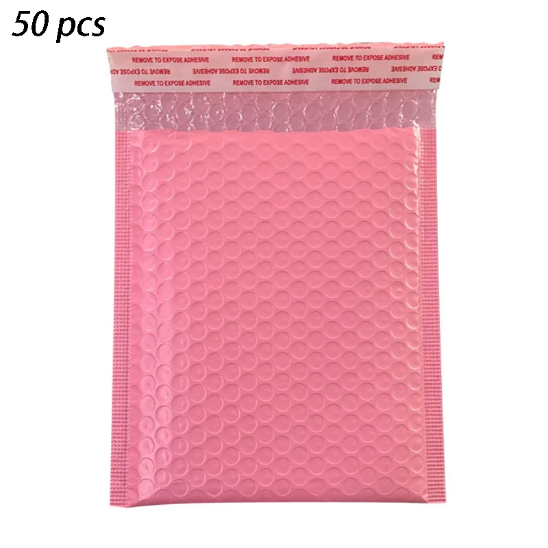 ZK40 Dropshipping 50pcs Bubble Mailers Padded Envelopes Pearl film Gift Mail Envelope Bag For Book Lined Mailer Self Seal Pink