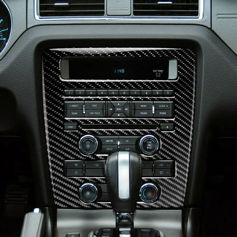 

Control CD Panel Cover Trim Black Accessories Parts Carbon Fiber Center