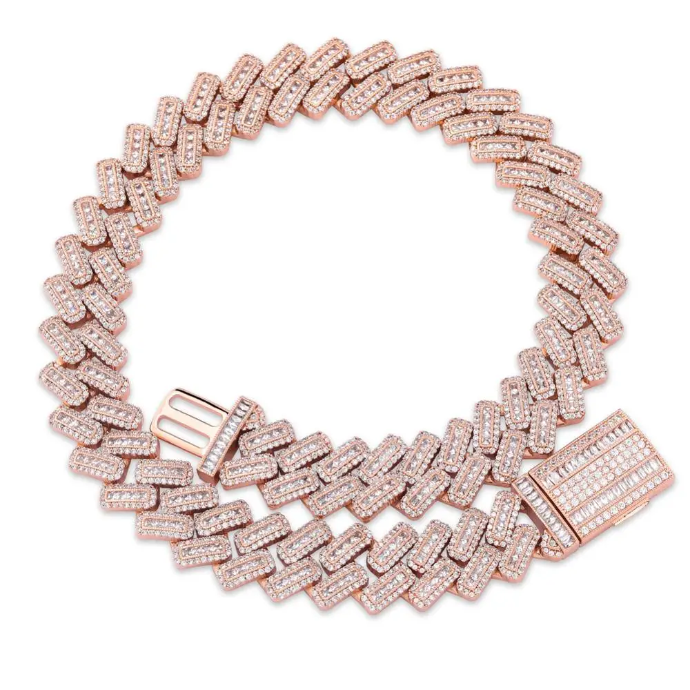 Rose Gold JINAO, новинка, квадратный стиль, Iced Out CZ Stone, 20 мм, ожерелье, Хип-хоп, ювелирное изделие, рок, медь, золото, серебро, покрытие, для мужчин и женщин, подарок - Окраска металла: Rose Gold