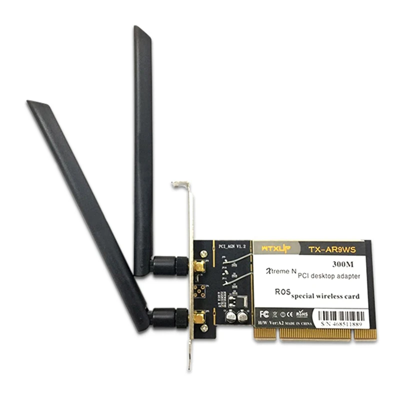 

WTXUP Atheros AR9223 PCI 300M 802.11b/G/N беспроводной Wi-Fi сетевой адаптер для настольного ПК, PCI беспроводная карта с 2 антеннами