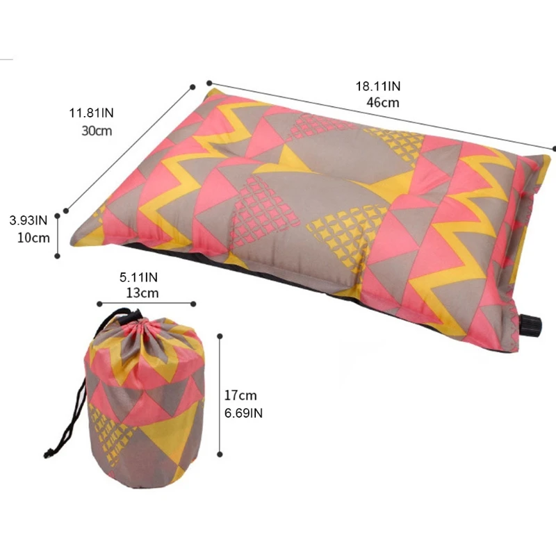 

Portable Outdoor Automatic Inflatable Pillow Ethnic Print Design Comfortable