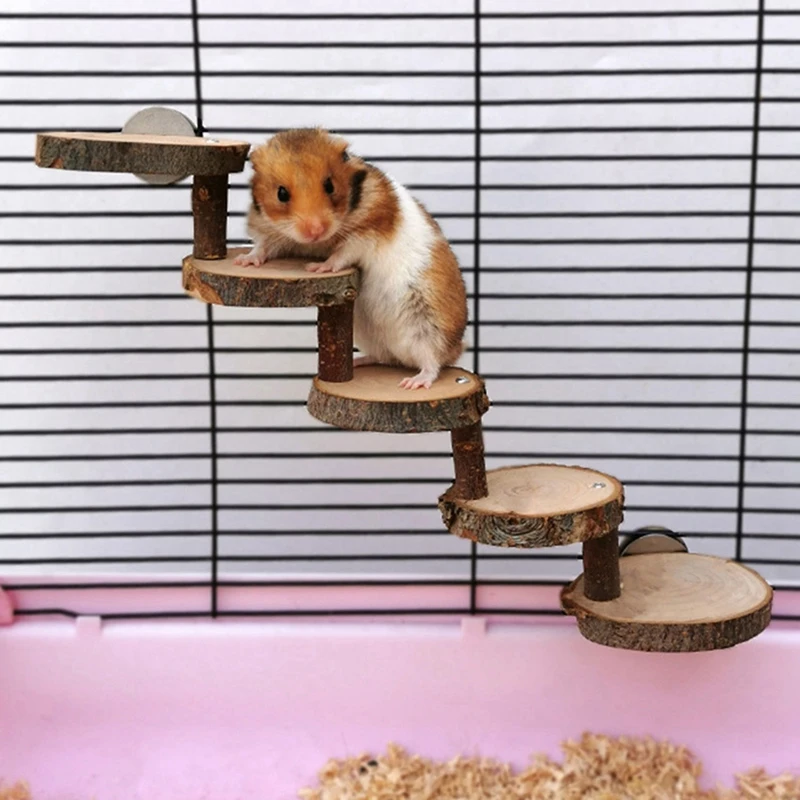 

Wooden Ladder for Hamsters, Wooden Cage & Hamster Exercise Running Wheel with Stand for Mouse, Chinchilla, Rat