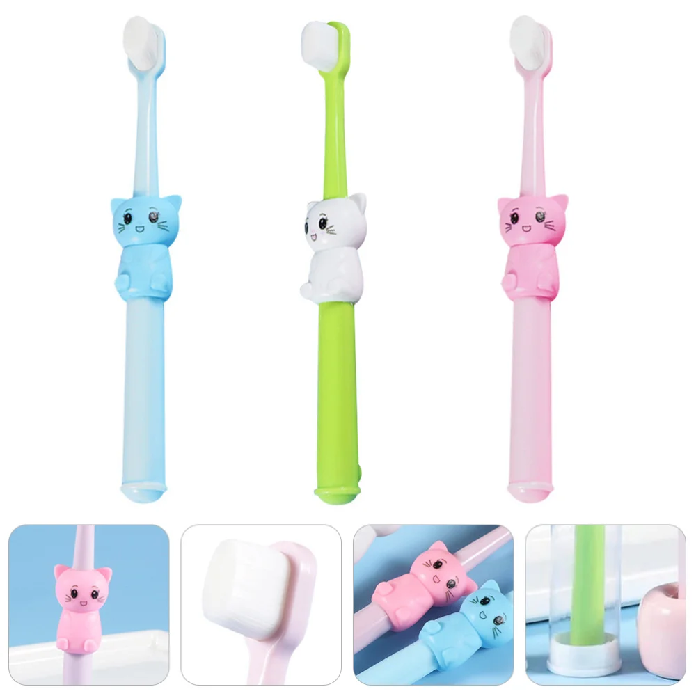 

3pcs Kids Toothbrushes Adorable Cartoon Teeth Cleaning Brushes Care Tools