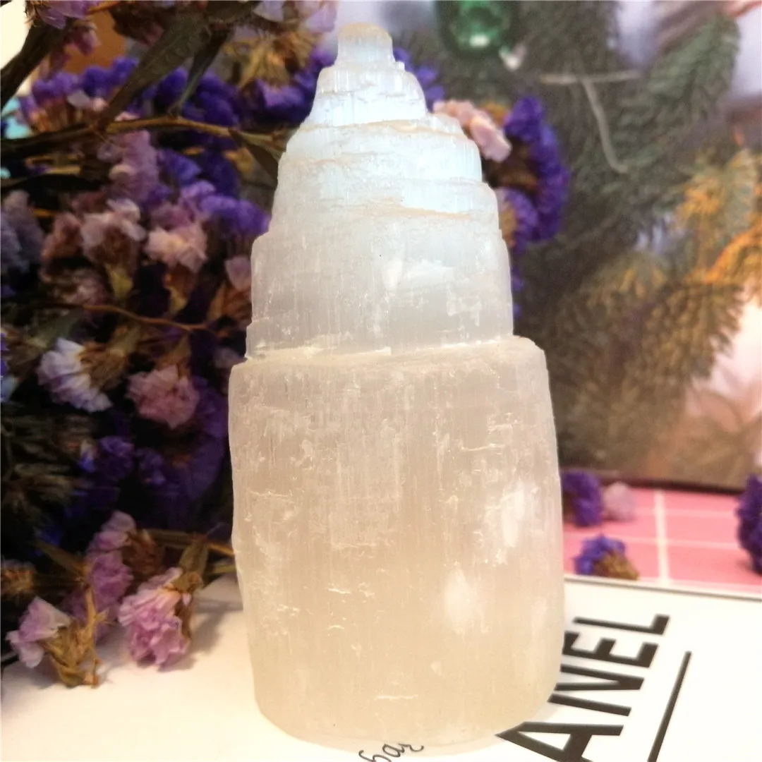 

Восстанавливающий искусственный кристалл рейки, селенит, удаляет отрицательную энергию, природный селенит, драгоценный камень, башня, пода...