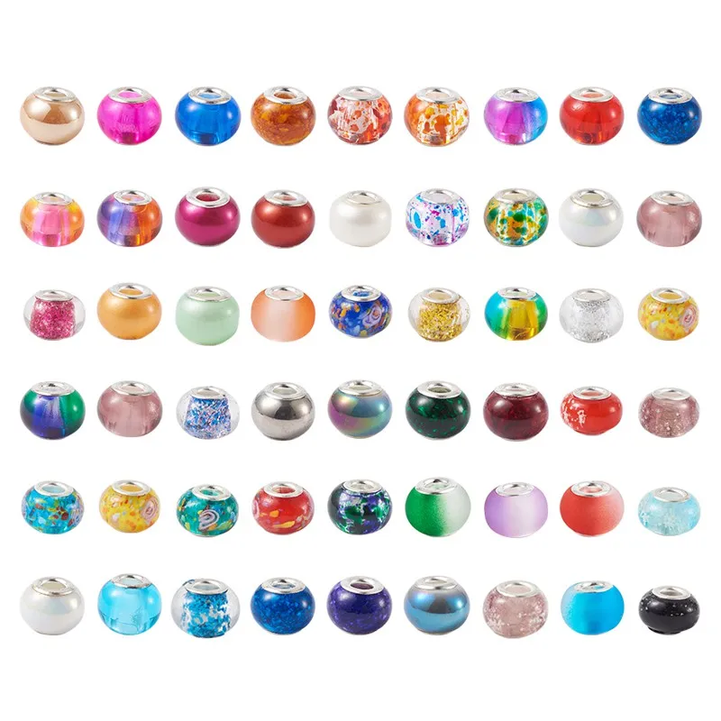 

100pcs/box Handmade Lampwork European Beads Large Hole Spacer Bead Glass European Beads for Jewlery Making DIY Bracelet Necklace