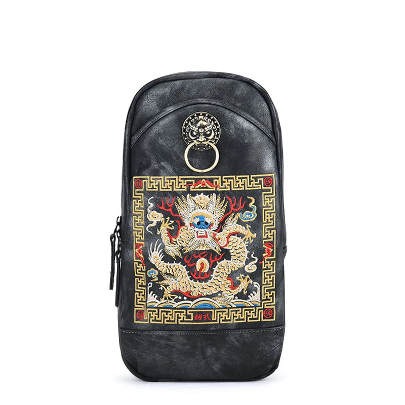 Китайский стиль модные винтажные нагрудные сумки вышивка дракона журавль