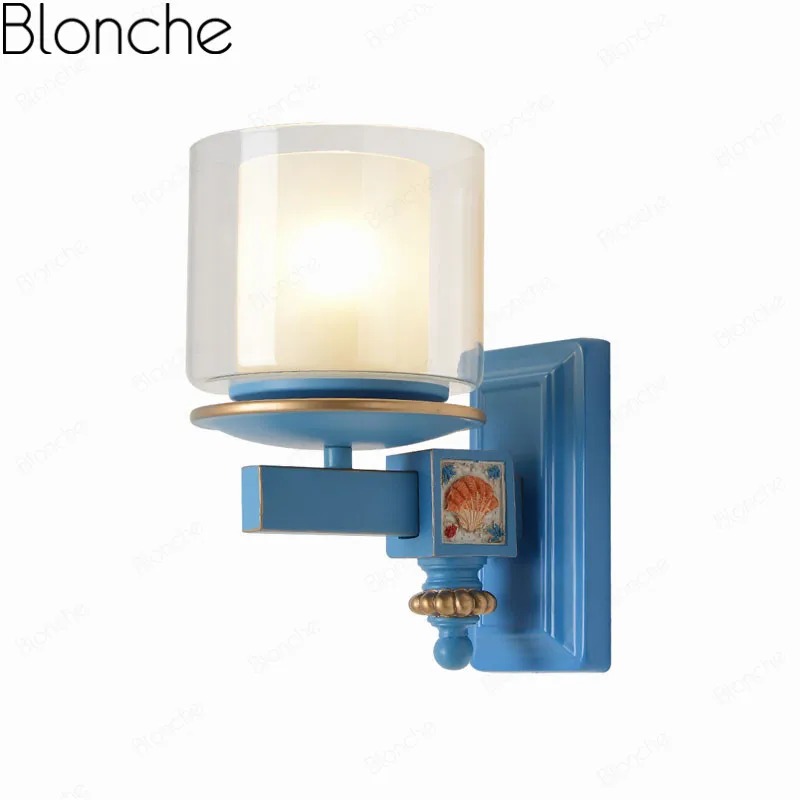 

Современные Стеклянные Настенные светильники, светодиодные Настенные светильники, винтажное бра для ванной, спальни, коридора, фотолампы, средиземноморские зеркальные фотолампы