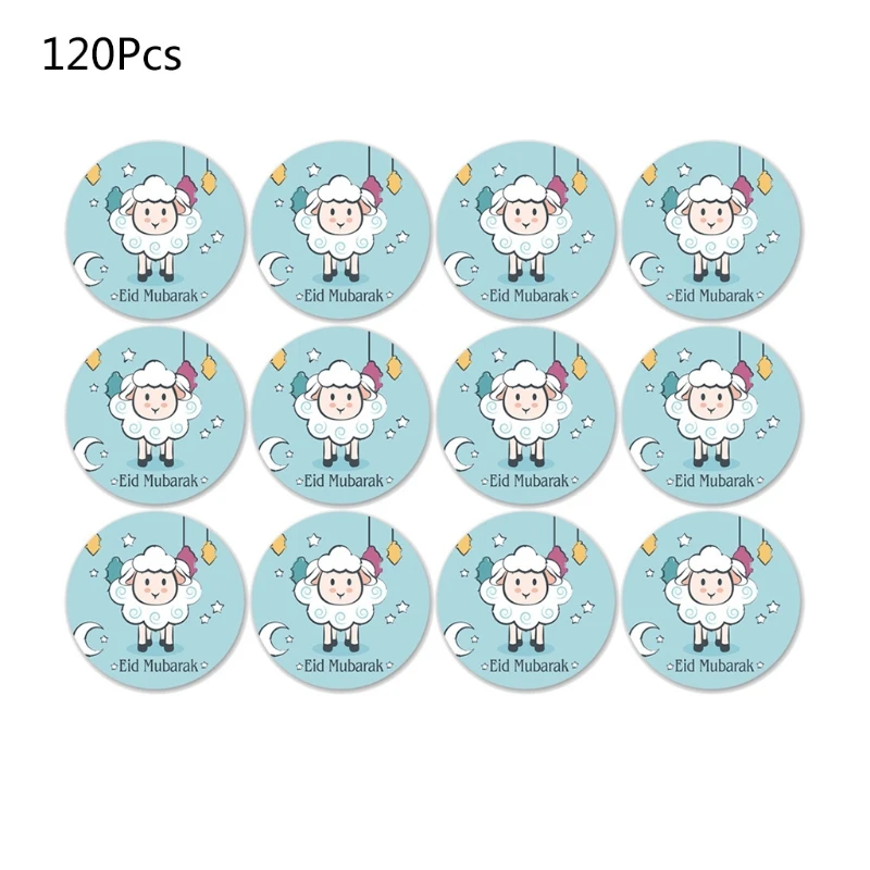 

120pcs Eid Mubarak Favor Gift Bag Sealing Stickers Ramadan Box Cake Seal Laber