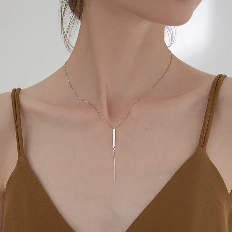 Милое ожерелье из стерлингового серебра 925 пробы простой геометрический кулон