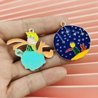 10pcs enamel cartoon prince fox charm for jewelry making and crafting fashion earring pendant bracelet necklace charms yz594
